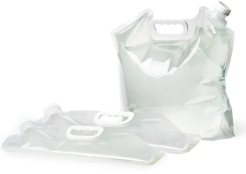 Tre hopfällbara vattenbehållare om tio liter från Bered