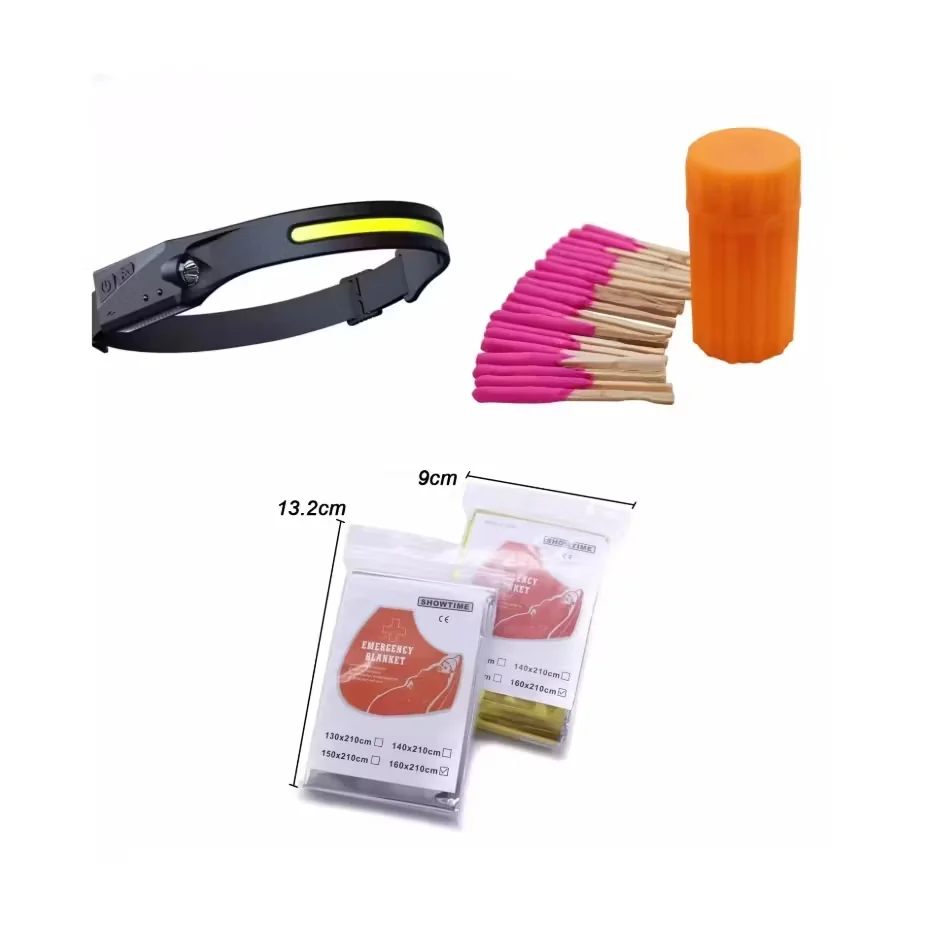 Kristorgets startpaket med pannlampa, tändstickor och nödfilt
