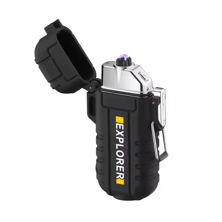 USB elektrisk tändare - Vattentät och vindtålig plasmatändare med ficklampa